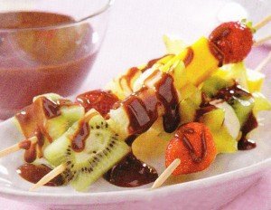 Frutas com chocolate